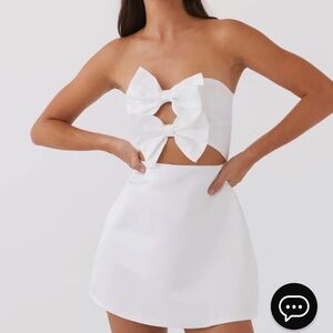 NWT Peppermayo White Strapless Bow Dress